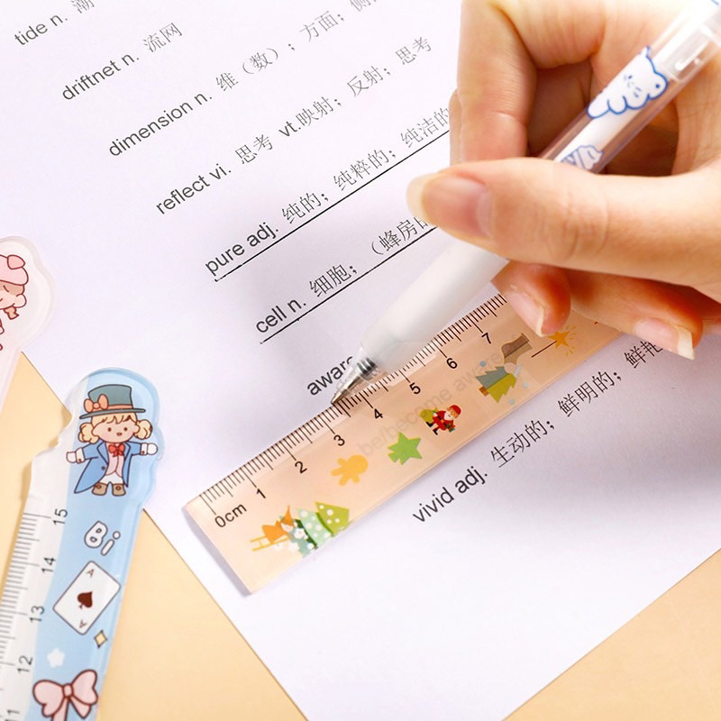 Thước kẻ cứng hoạ tiết hoạt hình dễ thương 15cm 🌸
