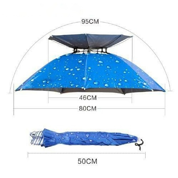 Ô đội đầu 2 tầng che nắng che mưa chất liệu vải siêu giầy chấm thấm nước cao cấp OC-06