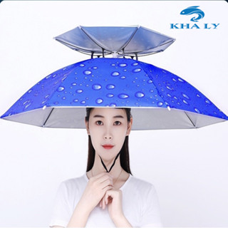 Ô đội đầu 2 tầng che nắng che mưa chất liệu vải siêu giầy chấm thấm nước cao cấp OC-06 ( Đồ Câu KhaLy Store )