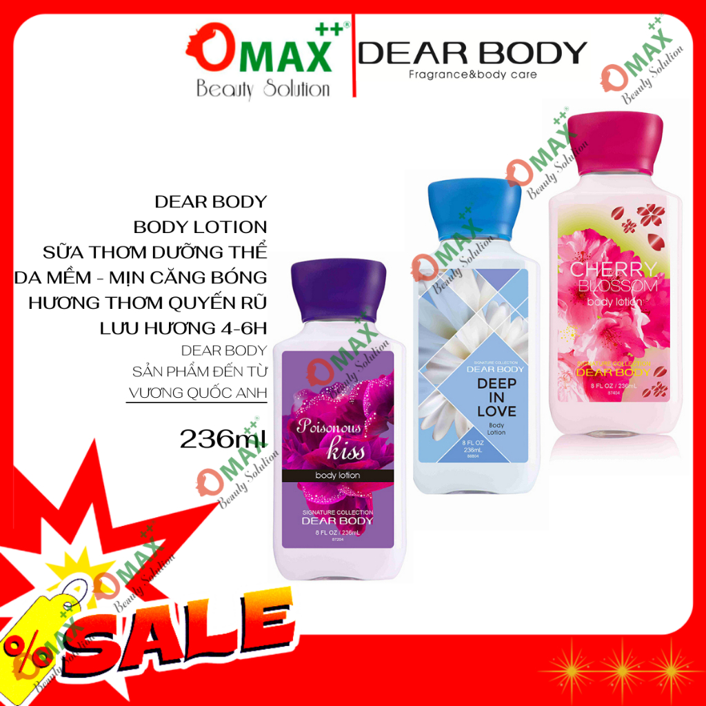 SỮA DƯỠNG THỂ HƯƠNG NƯỚC HOA DEAR BODY - BODY LOTION 236ml - CHĂM SÓC CƠ THỂ MỀM MỊN VÀ LƯU HƯƠNG SUỐT NHIỀU GIỜ