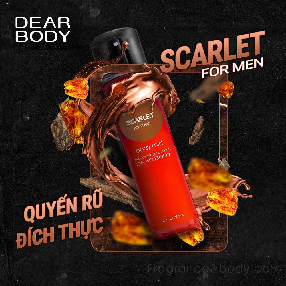 XỊT THƠM TOÀN THÂN FOR MEN - BODY MIST DEAR BODY 236ml - Dành Cho Nam - Hương Thơm Nam Tính - Mạnh Mẽ - Thu Hút
