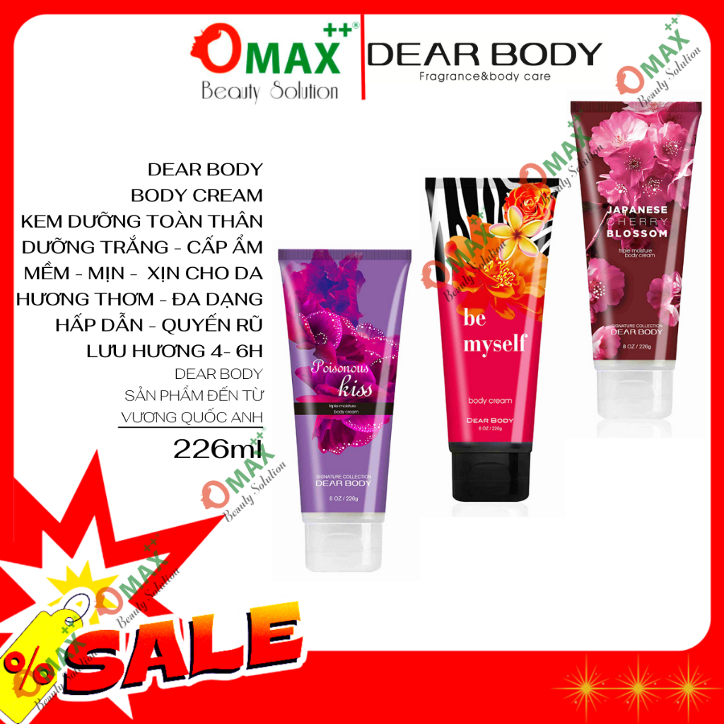 KEM DƯỠNG TOÀN THÂN DEAR BODY - BODY CREAM 226g - Dưỡng Mềm Mịn Mượt - Hương Thơm - Ngọt Ngào - Quyến Rũ - Hấp Dẫn
