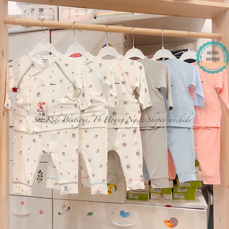 [Avaler] Bộ quần áo dài tay cho bé sơ sinh 3-7kg sợi tre chính hãng mẫu mới 2023