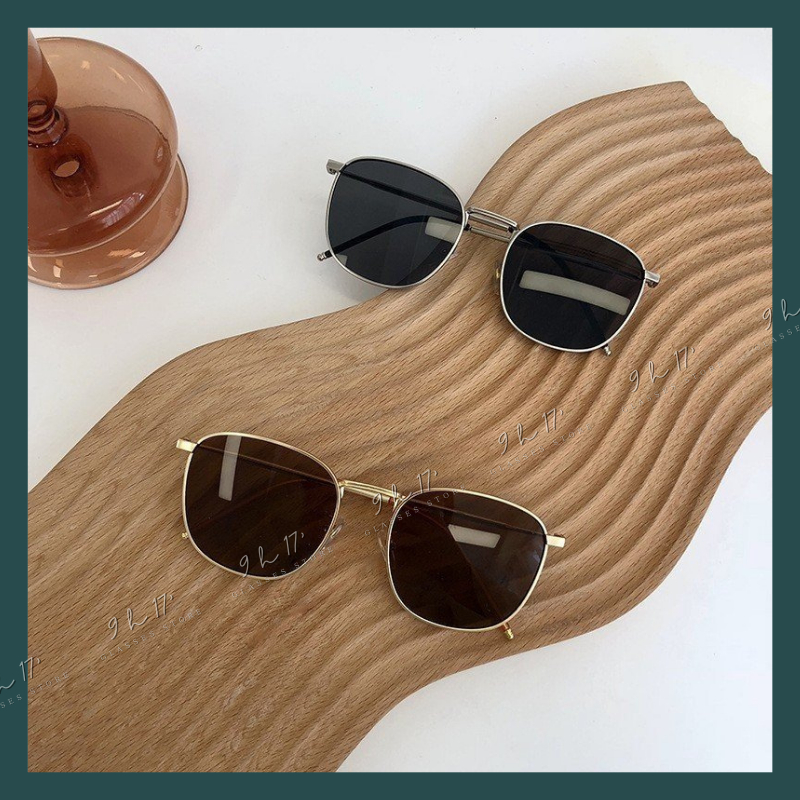 Kính râm mát kim loại nam nữ thời trang 2 màu đen nâu, gọng kính dày dặn chắc chắn Mã 115.9h17