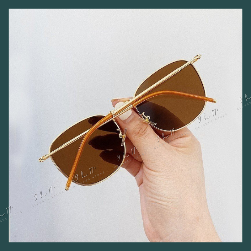 Kính râm mát kim loại nam nữ thời trang 2 màu đen nâu, gọng kính dày dặn chắc chắn Mã 115.9h17