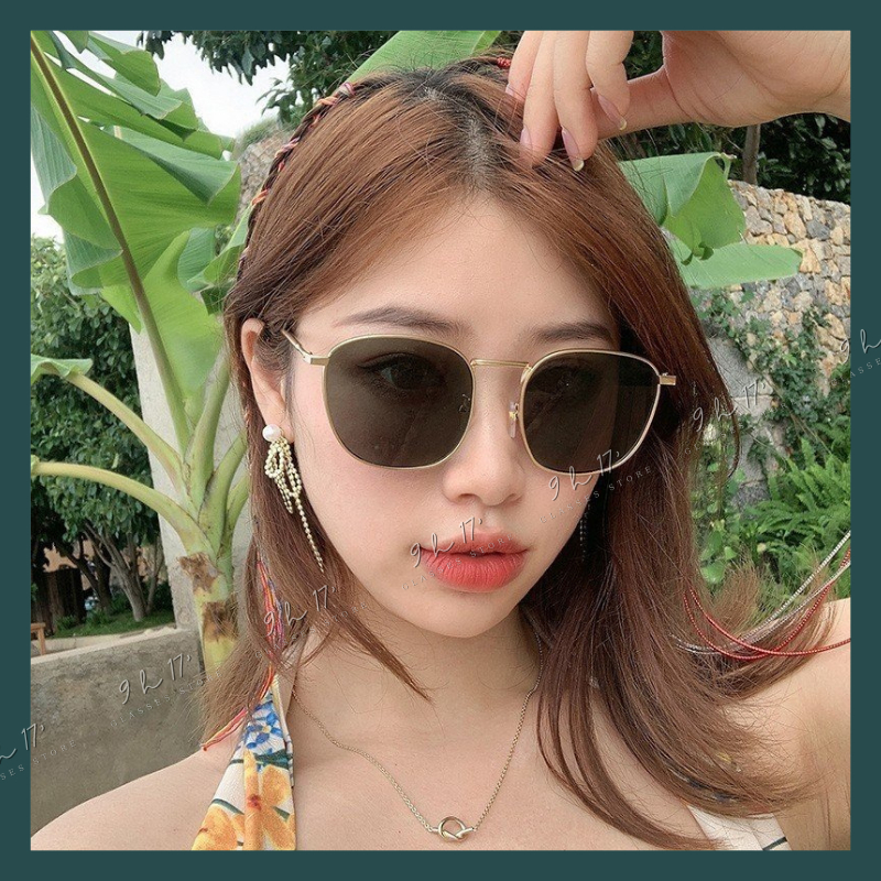 Kính râm mát kim loại nam nữ thời trang 2 màu đen nâu, gọng kính dày dặn chắc chắn Mã 115.9h17