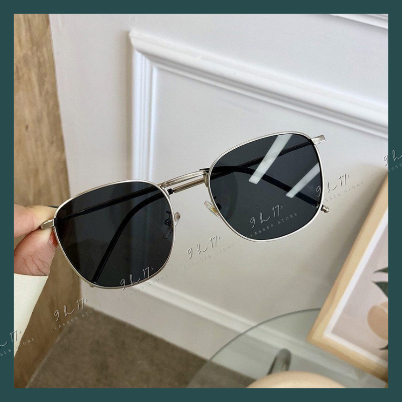 Kính râm mát kim loại nam nữ thời trang 2 màu đen nâu, gọng kính dày dặn chắc chắn Mã 115.9h17