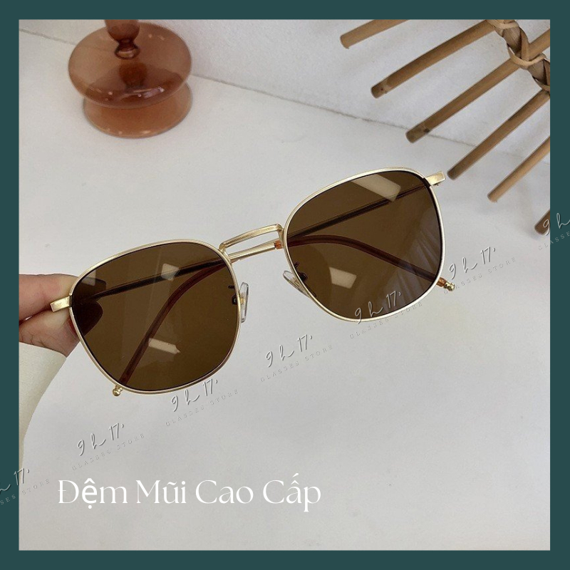 Kính râm mát kim loại nam nữ thời trang 2 màu đen nâu, gọng kính dày dặn chắc chắn Mã 115.9h17