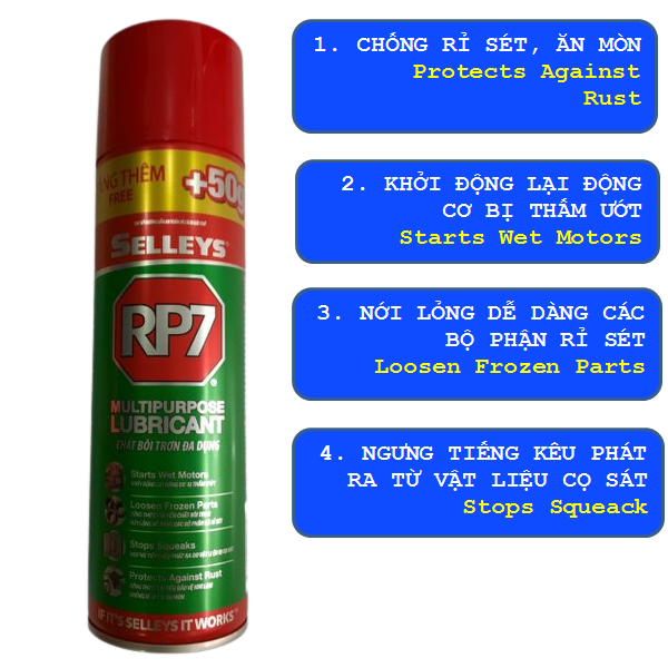 Chai Xịt Chống Rỉ, Bôi Trơn, Dầu Chống Rỉ Bôi Trơn Đa Năng RP7 (350g, 300g, 175g, 150g)