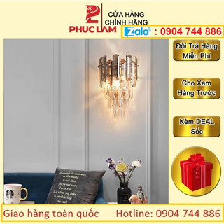 Đèn tường pha lê trang trí phòng khách hiện đại. Tặng kèm bóng E14