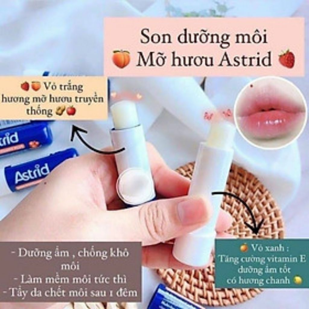 Son Dưỡng Môi Mỡ Hươu Astrid Multivitamin tẩy da chết, tái tạo môi mềm, dưỡng ẩm căng mọng