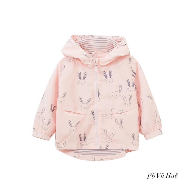 Áo gió thỏ hồng bé gái 2-7y