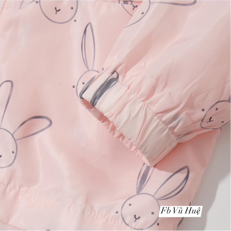 Áo gió thỏ hồng bé gái 2-7y