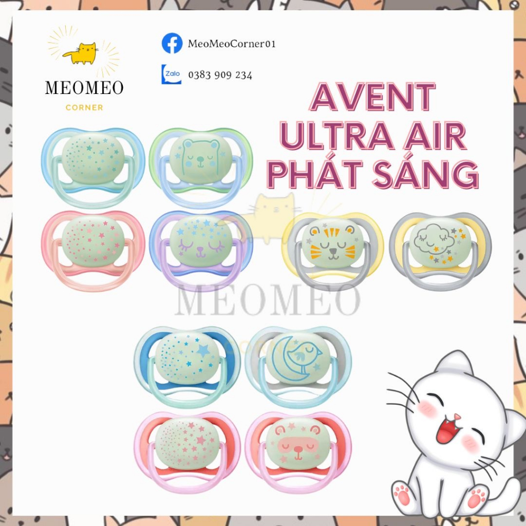 Ti giả ty giả ngậm Avent Ultra Air dạ quang phát sáng phản quang cho bé