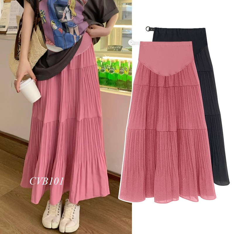 Chân Váy Bầu Xếp Ly Dáng Xoè Thời Trang CVB101 (dài 82-84cm)