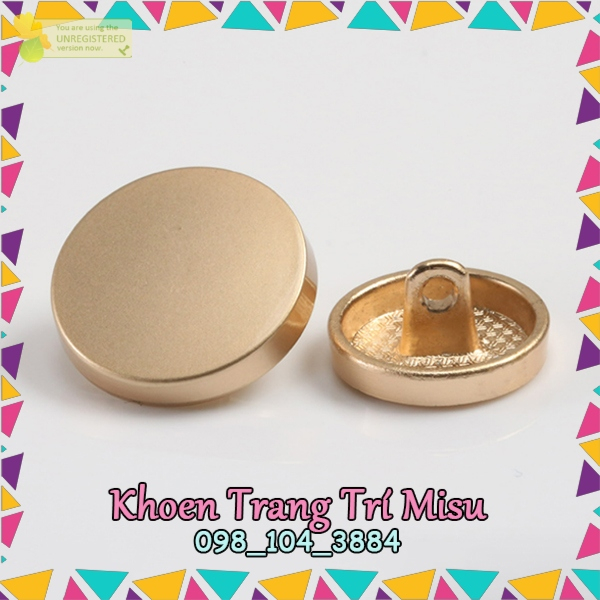 Bộ 5 cúc áo kim loại màu vàng cho áo vest hay áo kiểu, size 1.4cm, 1.6cm, 1.8cm, 2cm
