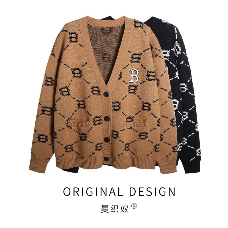 Áo Cardigan Chữ B In Kín💕Áo Khoác Ngoài Chất Len Dày Dặn Dành Cho Nam Nữ