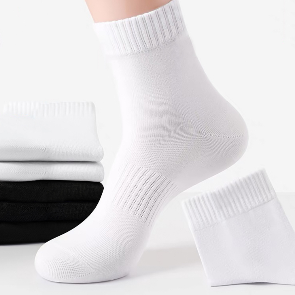 Combo 03 đôi tất cổ trung Cotton 100% cao cấp hút ẩm thoáng khí - thương hiệu SIXMEN Luxury