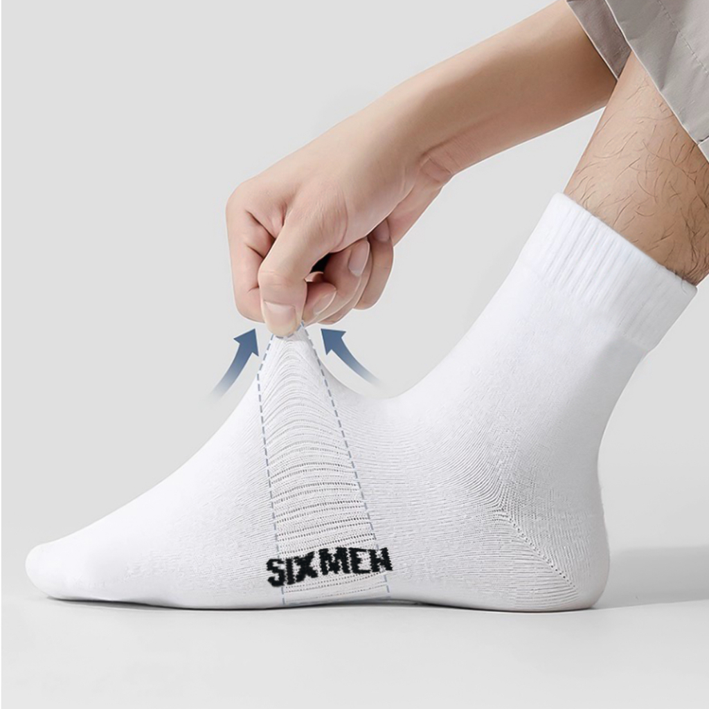 Combo 03 đôi tất cổ trung Cotton 100% cao cấp hút ẩm thoáng khí - thương hiệu SIXMEN Luxury