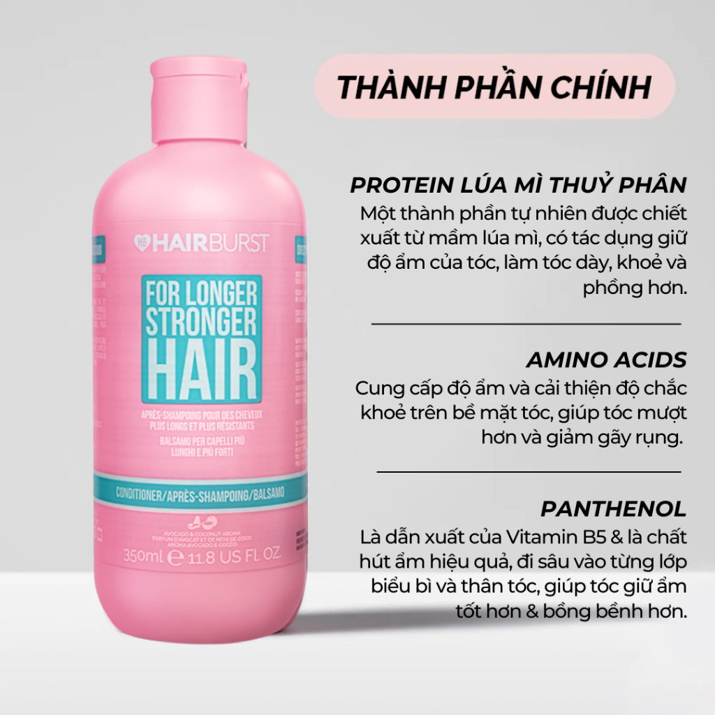 Dầu xả HAIRBURST kích thích mọc tóc dài hơn chắc khỏe hơn 350ml/chai