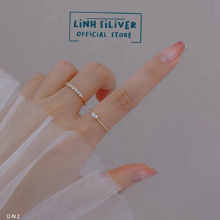 Nhẫn cặp đá bạc ta- Nhẫn hở free size cho bạn nữ