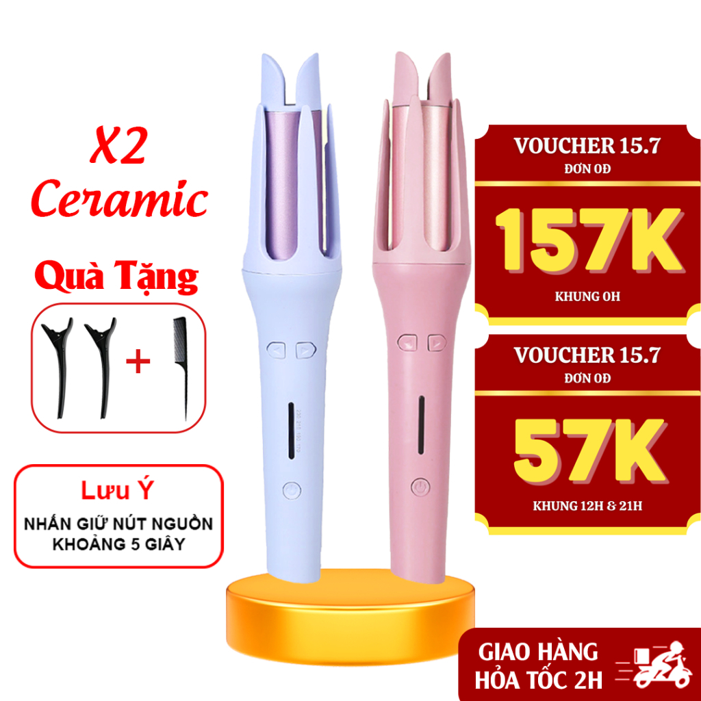 Máy uốn xoăn tóc tự động cao cấp chất liệu gốm sứ đường kính uốn 32mm