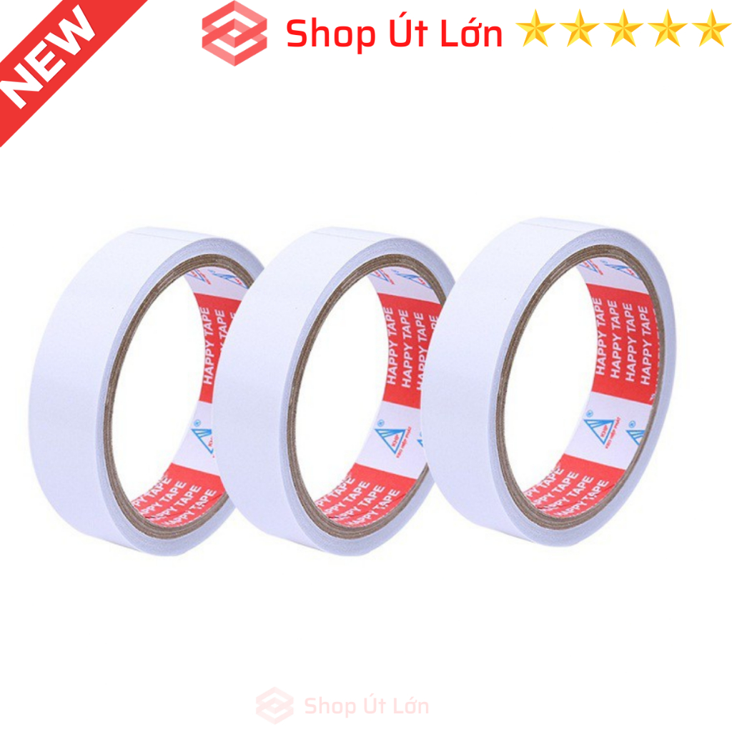 1 Cuộn Băng keo 2 mặt trắng, rộng 1.2cm - 2cm - 2.4cm - 4.8cm, lõi 3mm
