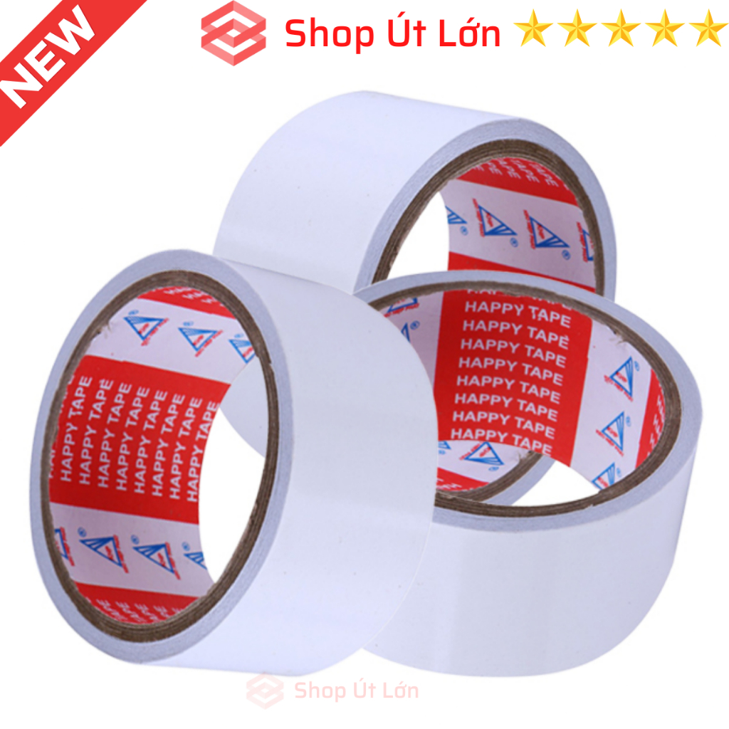 1 Cuộn Băng keo 2 mặt trắng, rộng 1.2cm - 2cm - 2.4cm - 4.8cm, lõi 3mm