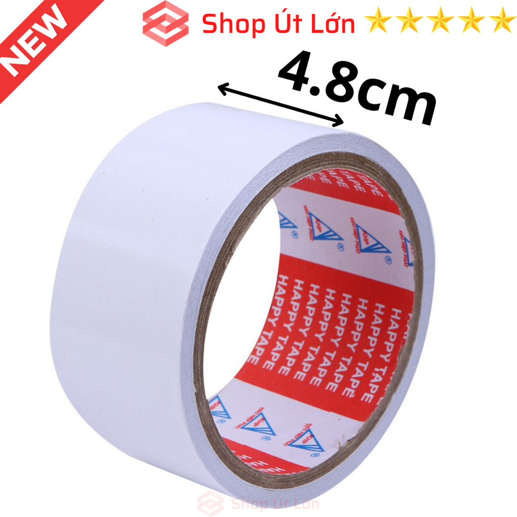 1 Cuộn Băng keo 2 mặt trắng, rộng 1.2cm - 2cm - 2.4cm - 4.8cm, lõi 3mm