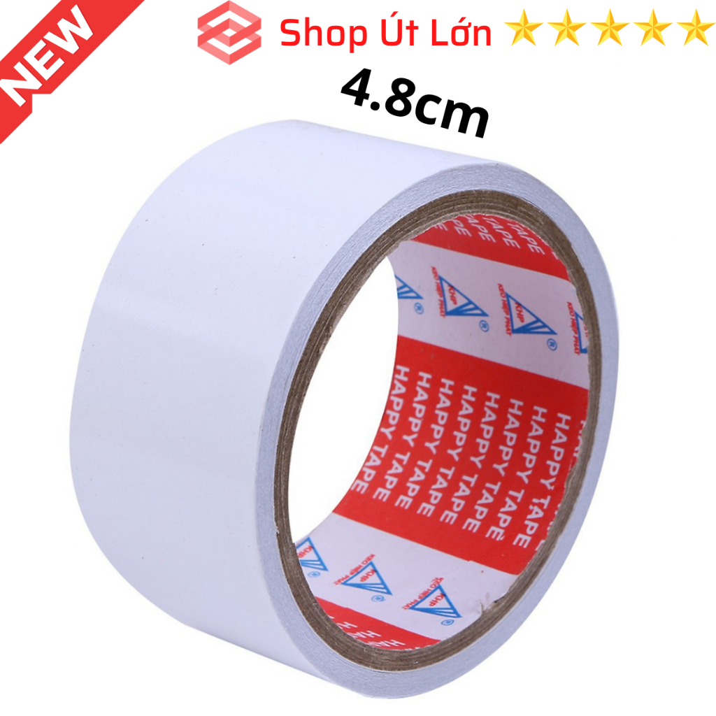 1 Cuộn Băng keo 2 mặt trắng, rộng 1.2cm - 2cm - 2.4cm - 4.8cm, lõi 3mm
