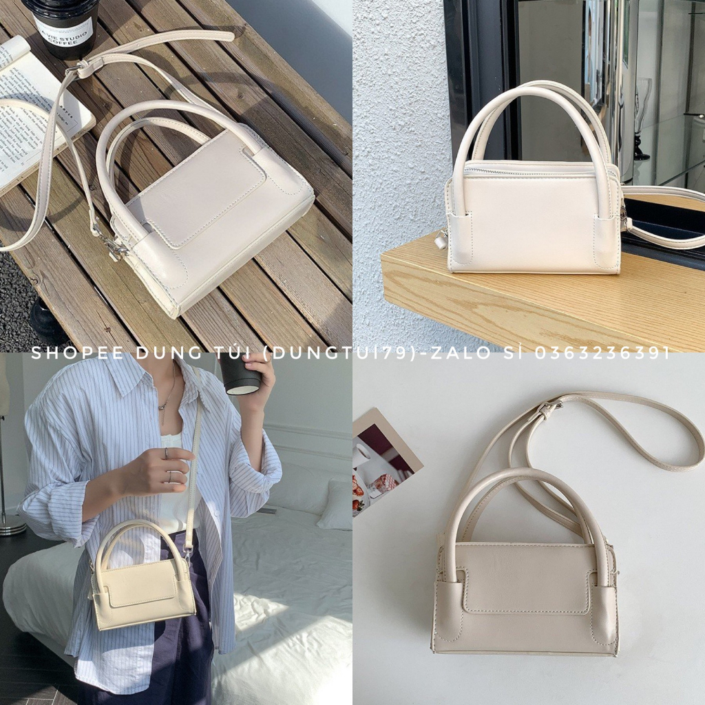 Túi xách nữ, túi đeo chéo hàn quốc 2 quai QC size 18