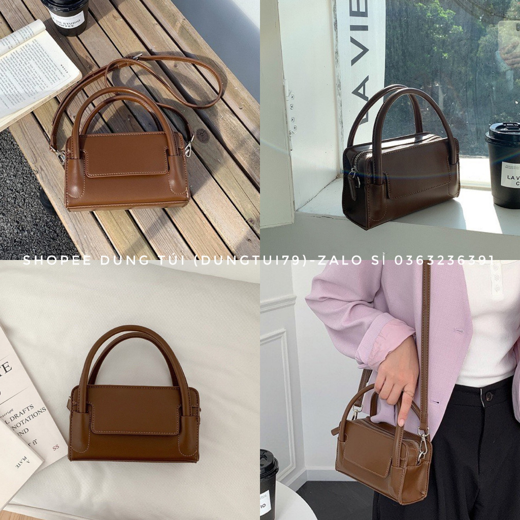 Túi xách nữ, túi đeo chéo hàn quốc 2 quai QC size 18