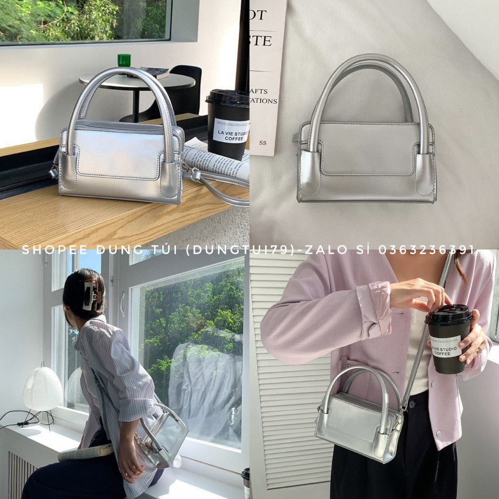 Túi xách nữ, túi đeo chéo hàn quốc 2 quai QC size 18
