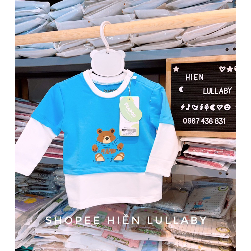 Áo dài tay Peapod cài vai cho bé trai, bé gái