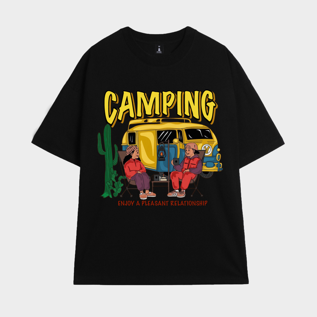 Áo thun unisex RUMER CAMPING oversize tay lỡ form rộng dành cho nam nữ
