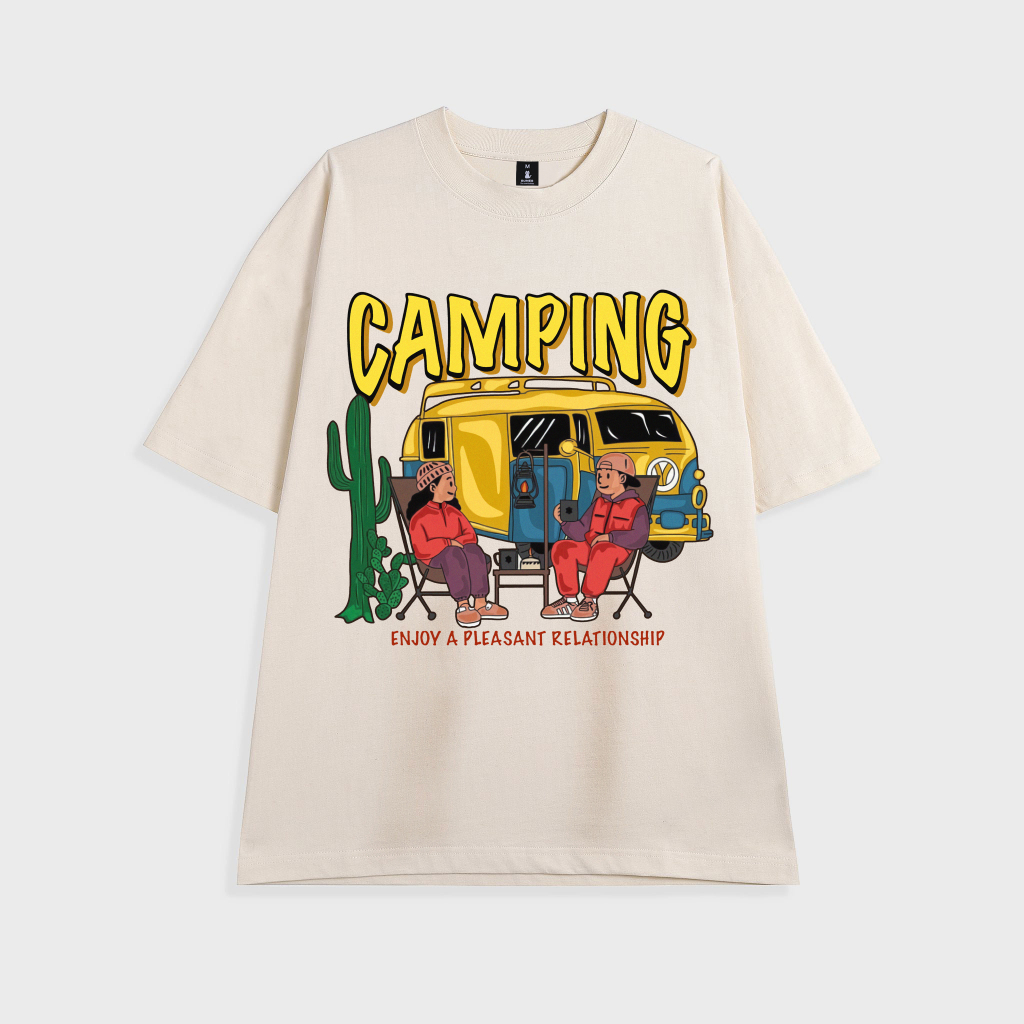Áo thun unisex RUMER CAMPING oversize tay lỡ form rộng dành cho nam nữ