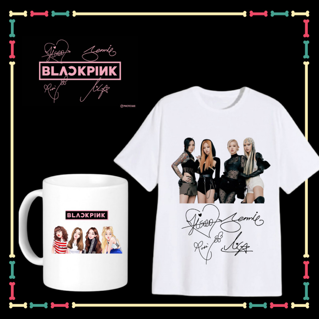 Áo thun BackPink nam nữ, trẻ em, phông áo rộng thoải mái, đủ size áo từ 10kg đến 90kg-Kèm Ly sứ in hình Black Pink Chibi