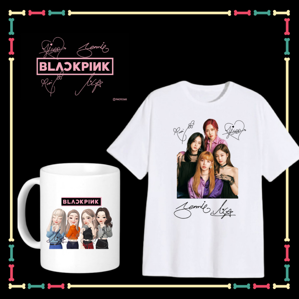 Áo thun BackPink nam nữ, trẻ em, phông áo rộng thoải mái, đủ size áo từ 10kg đến 90kg-Kèm Ly sứ in hình Black Pink Chibi