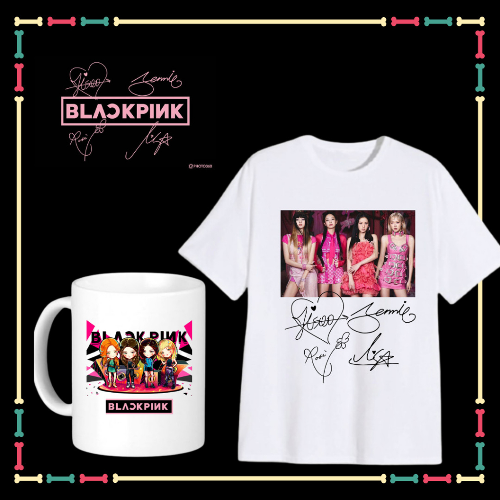 Áo thun BackPink nam nữ, trẻ em, phông áo rộng thoải mái, đủ size áo từ 10kg đến 90kg-Kèm Ly sứ in hình Black Pink Chibi