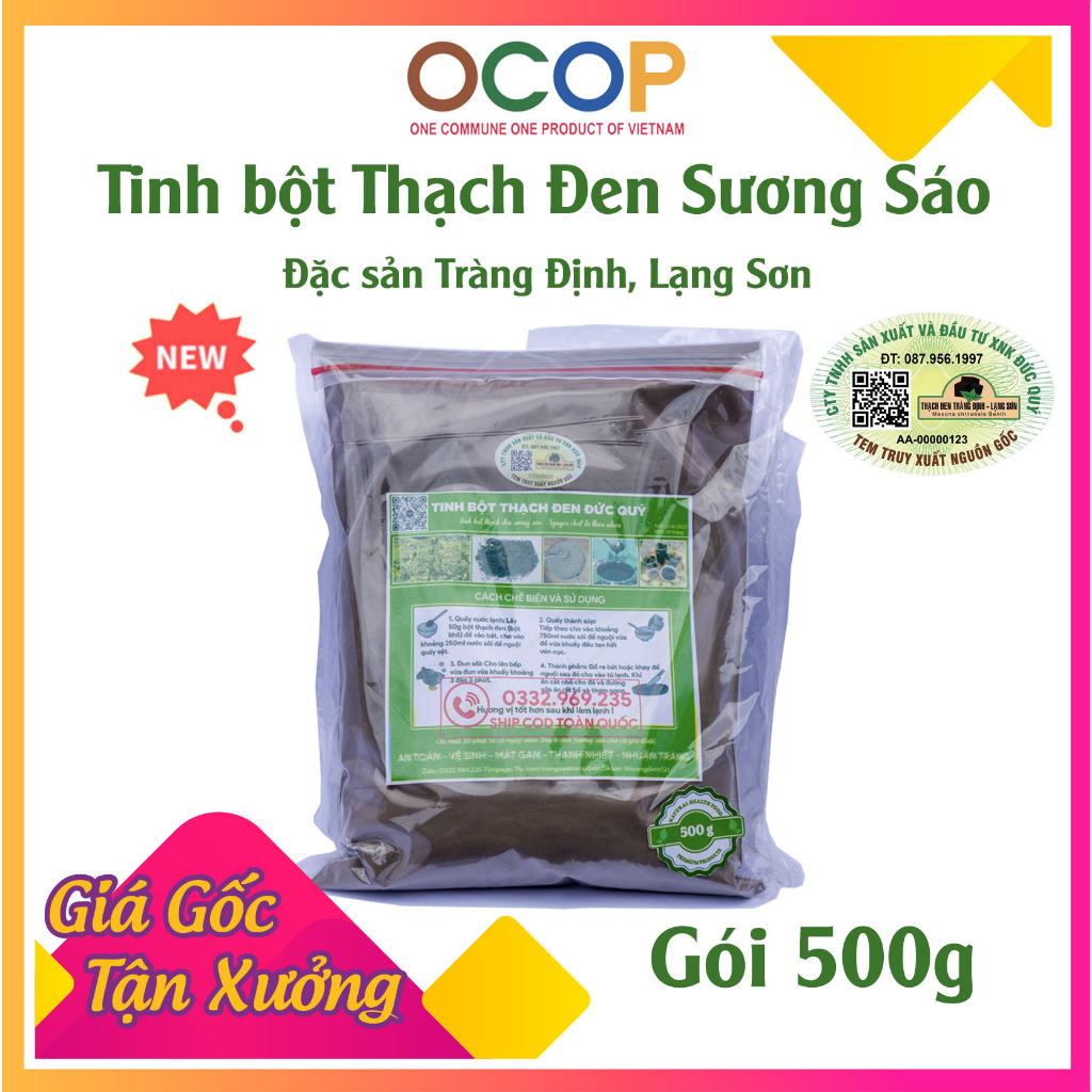 Gói 500g, 1000g Bột thạch đen Đức Quý/Thạch đen Sương sáo Grass jelly