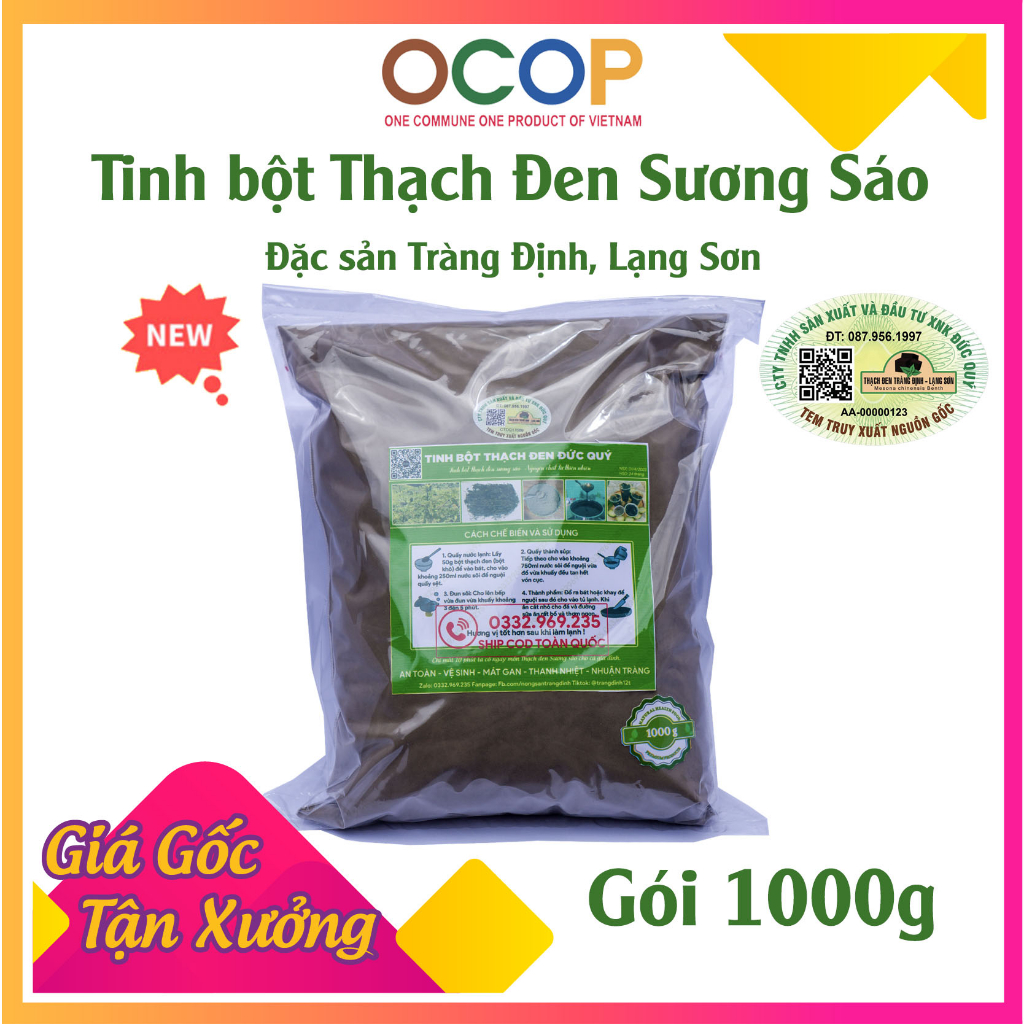 Gói 500g, 1000g Bột thạch đen Đức Quý/Thạch đen Sương sáo Grass jelly
