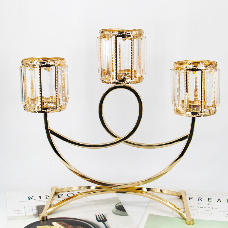 Trụ nến chân nến 3 cốc đá hình chữ nhật bày bàn decor trang trí gia tiên đám cưới sự kiện nhà hàng khách sạn