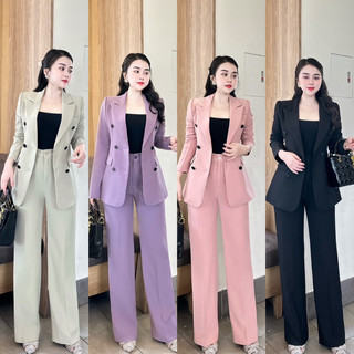 YD0480 bộ vest dài quần ống suông 4m