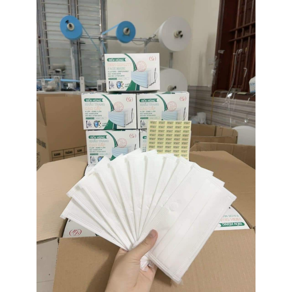 Combo 50 Chiếc Khẩu Trang Y Tế Tiến Hùng - 4 Lớp Kháng Khuẩn - Chống Bụi - 4 Màu