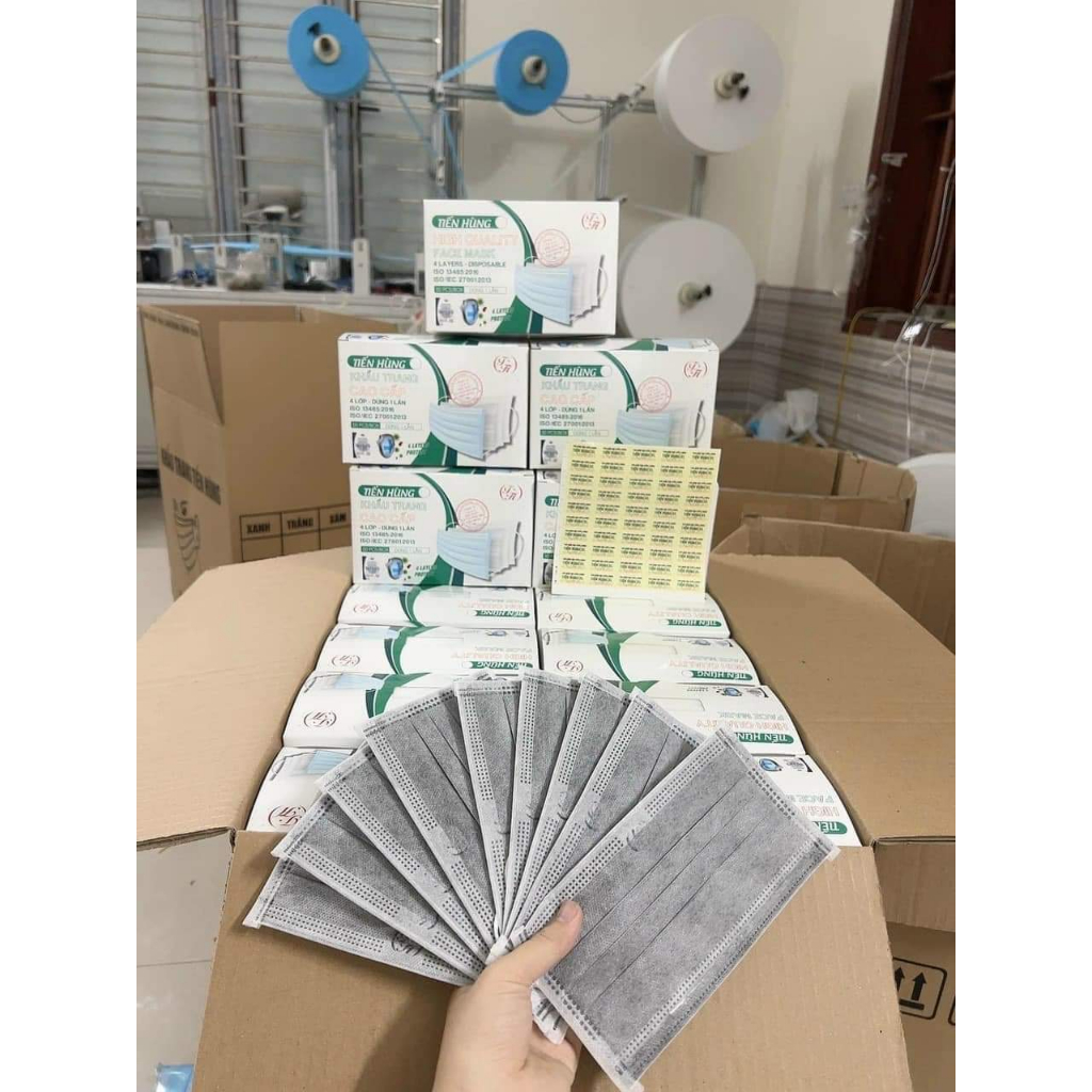 Combo 50 Chiếc Khẩu Trang Y Tế Tiến Hùng - 4 Lớp Kháng Khuẩn - Chống Bụi - 4 Màu