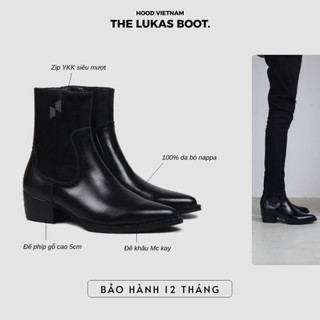 Giày lukasboot hood mũi nhọn da bò nappa 100% cao cấp - đế phíp gỗ khâu chắc chắn - bảo hành 12 tháng