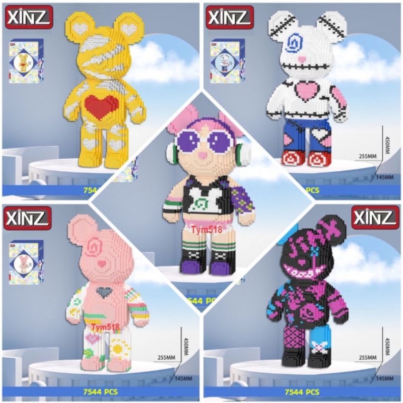 XẢ KHO Đồ Chơi Lắp Ráp Mô Hình Gấu Bearbrick 45cm Chính Hãng XINZ 7544 Chi Tiết Nhiều Mẫu Màu Sắc Decor Cực Đẹp