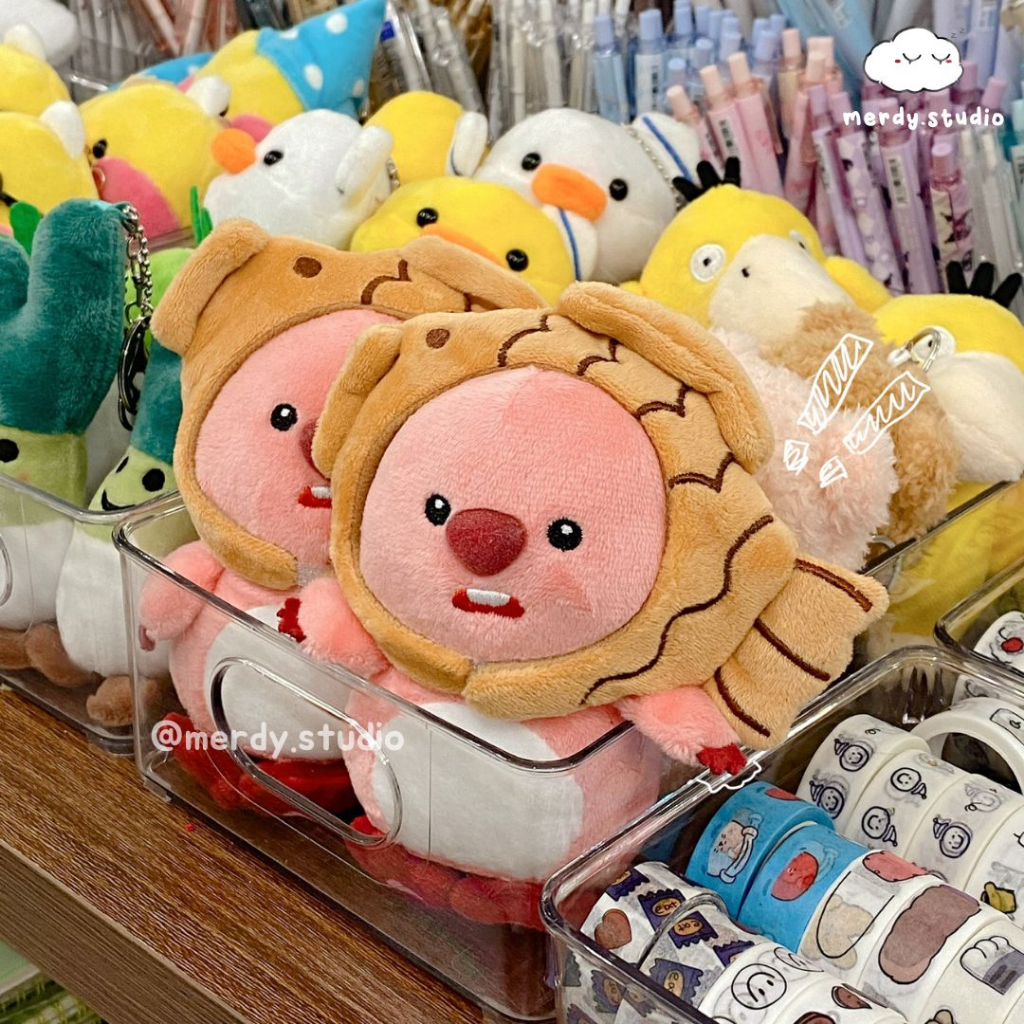 Móc khoá bông hải ly Loopy mũ cá treo balo