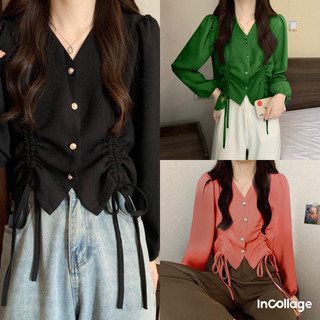 Áo kiểu tay dài nút ngọc bigsize 68-95kg
