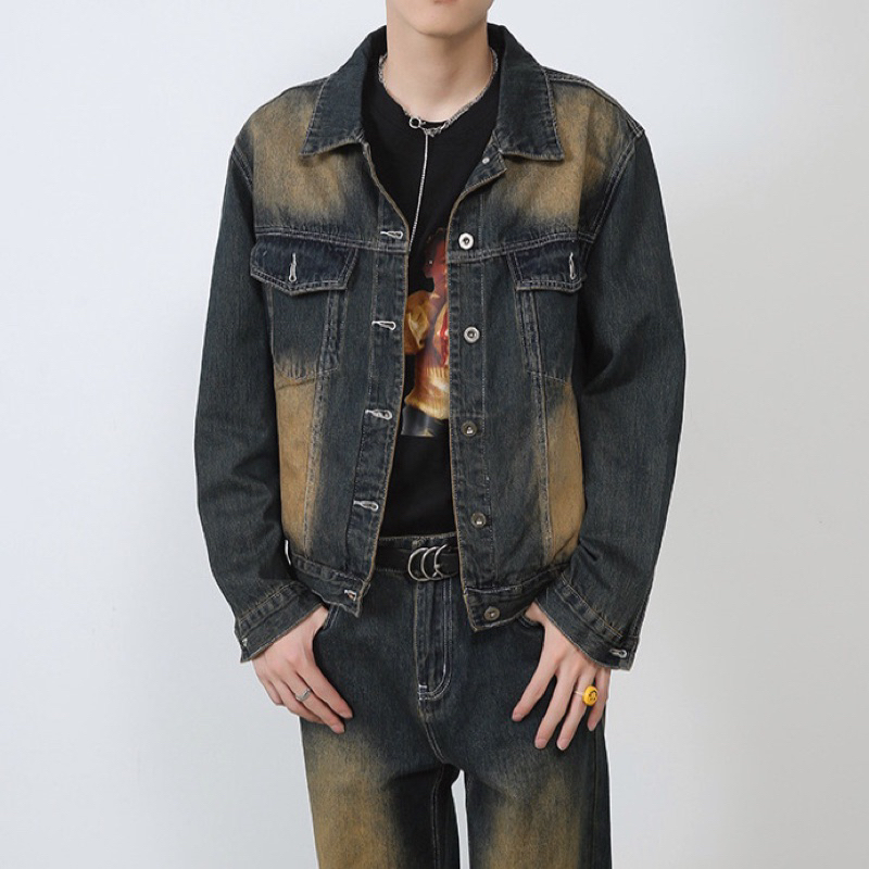 Áo khoác denim jean basic V2 màu dirt wash Brokeboiz